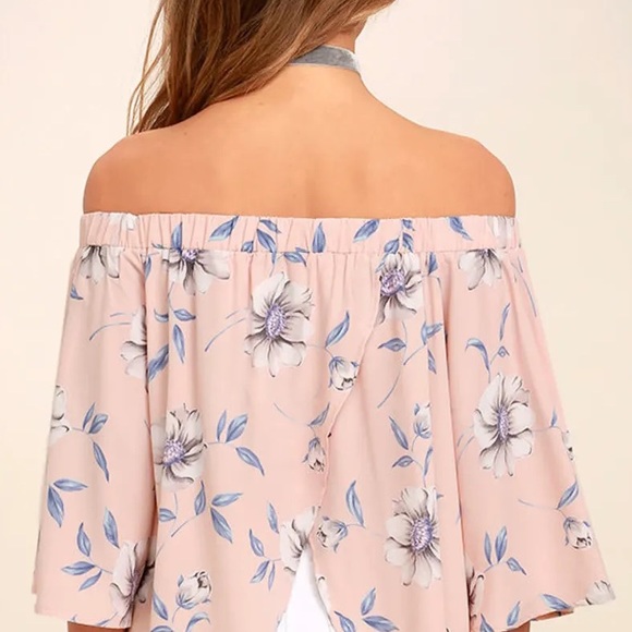 Lulus Blush Pink Floral Print Off-the-Shoulder Top - Picture 4 of 4